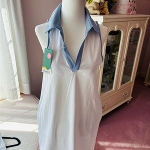 HALARA White and Blue Sporty Dress